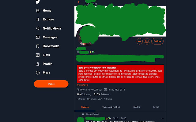Mensalinho do Twitter  from Chrome web store to be run with OffiDocs Chromium online