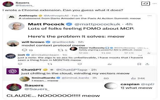 Meowify Tweets  from Chrome web store to be run with OffiDocs Chromium online