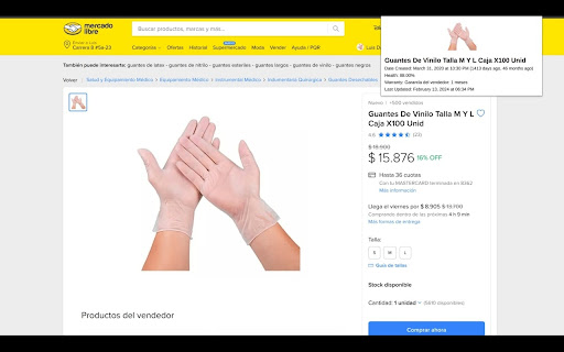MercadoLibre Product Date  from Chrome web store to be run with OffiDocs Chromium online