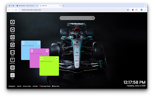 Mercedes AMG F1 Cars Wallpapers New Tab Gameograf  from Chrome web store to be run with OffiDocs Chromium online