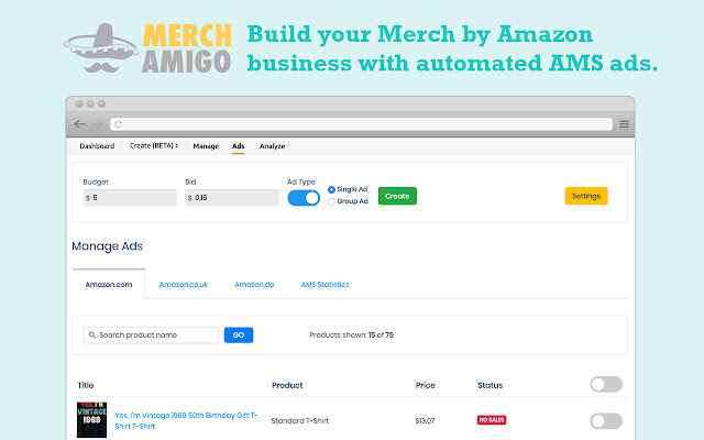 Merch Ad Automator  from Chrome web store to be run with OffiDocs Chromium online