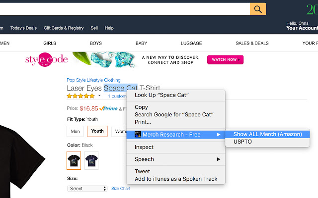 Merch Research Free  from Chrome web store to be run with OffiDocs Chromium online