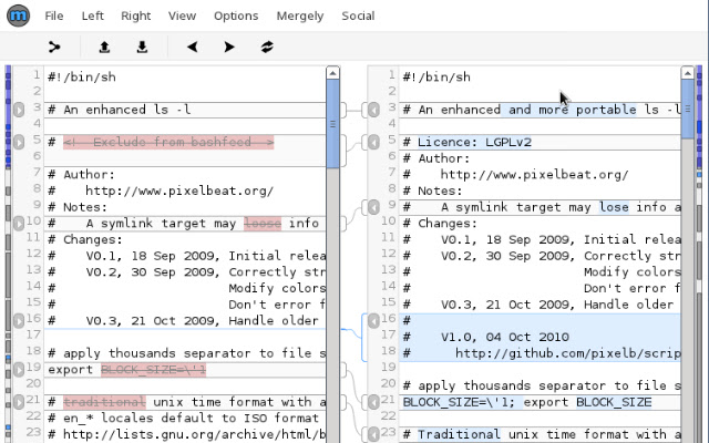 Mergely  from Chrome web store to be run with OffiDocs Chromium online