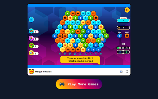 Merge Mosaics Game Merge Tiles and Unveil Beautiful Designs!  from Chrome web store to be run with OffiDocs Chromium online