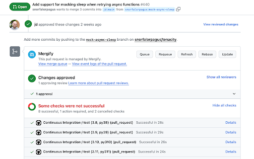 Mergify  from Chrome web store to be run with OffiDocs Chromium online