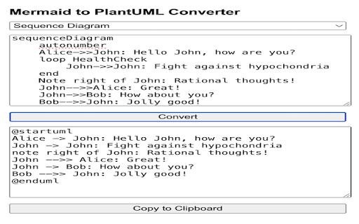 Mermaid to PlantUML Converter  from Chrome web store to be run with OffiDocs Chromium online