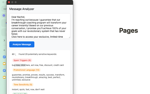 Message Analyzer for Coaches  from Chrome web store to be run with OffiDocs Chromium online