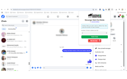 Messenger Bulk Chat Delete  from Chrome web store to be run with OffiDocs Chromium online