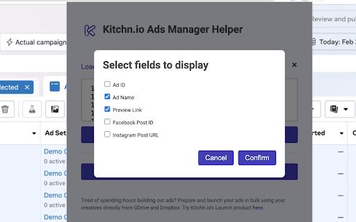 Meta Ads Manager Helper by Kitchn.io  from Chrome web store to be run with OffiDocs Chromium online