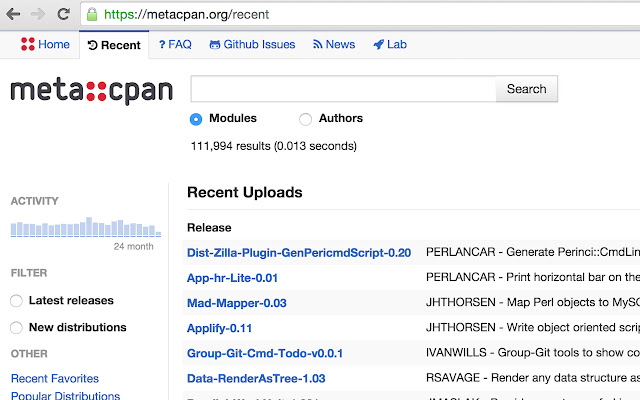 OffiDocs Chromium 온라인으로 실행할 Chrome 웹 스토어의 metacpan show author