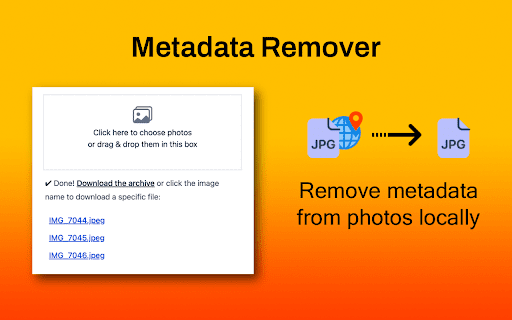 Metadata Remover  from Chrome web store to be run with OffiDocs Chromium online