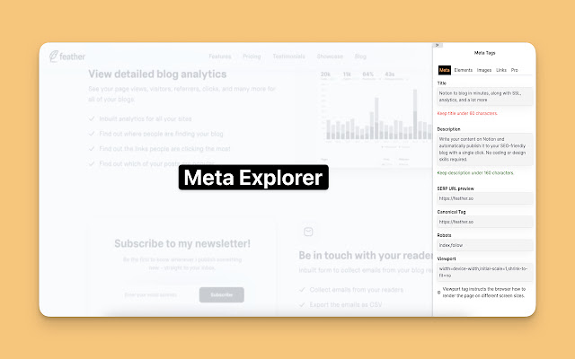 Meta Explorer  from Chrome web store to be run with OffiDocs Chromium online