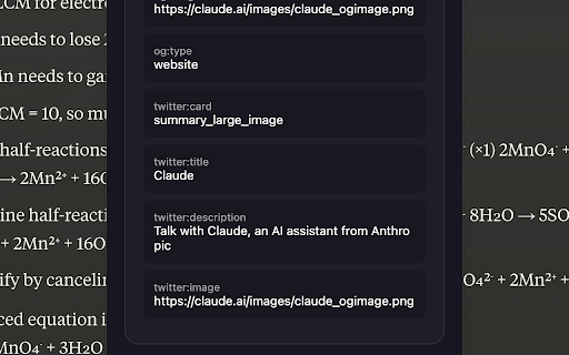MetaPeek Open Graph Viewer  from Chrome web store to be run with OffiDocs Chromium online