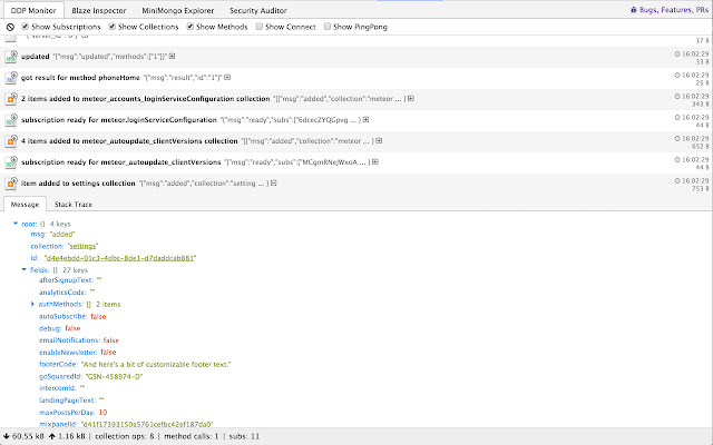 Meteor DevTools  from Chrome web store to be run with OffiDocs Chromium online
