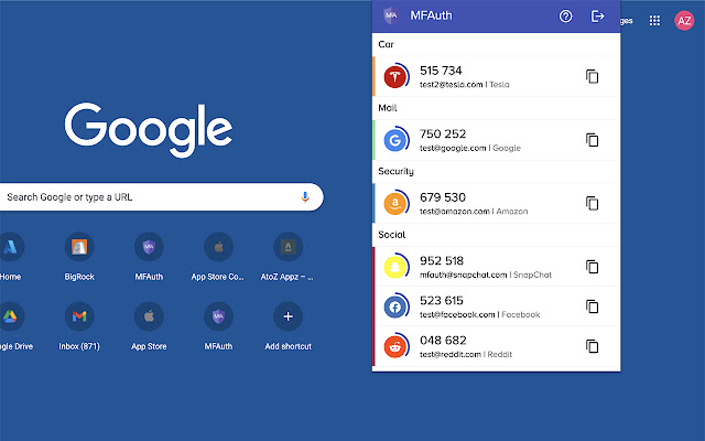 MFAuth 2FA Authenticator  from Chrome web store to be run with OffiDocs Chromium online
