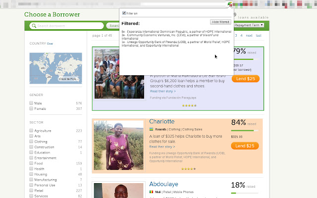 MFI Filter for Kiva  from Chrome web store to be run with OffiDocs Chromium online