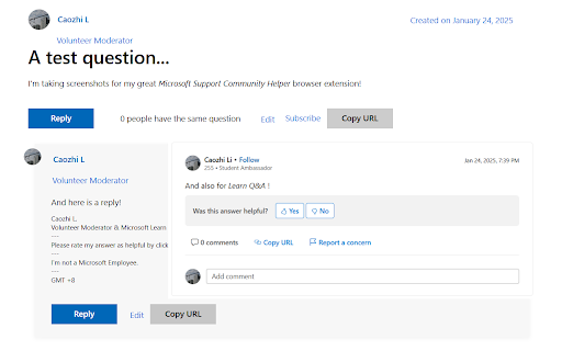 Microsoft Support Community Helper (BETA)  from Chrome web store to be run with OffiDocs Chromium online