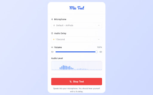 Mic Test  from Chrome web store to be run with OffiDocs Chromium online