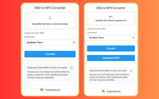 MIDI to MP3 Converter  from Chrome web store to be run with OffiDocs Chromium online