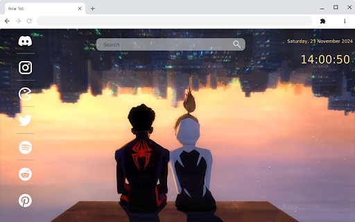 Miles Morales  Gwen Stacy SpiderMan:Across the Spider Verse Live Wallpaper  from Chrome web store to be run with OffiDocs Chromium online
