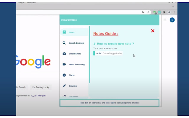 Mima Omnibox  from Chrome web store to be run with OffiDocs Chromium online