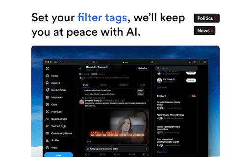 MindFirewall | Scroll twitter in peace with AI  from Chrome web store to be run with OffiDocs Chromium online