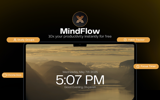 MindFlow A New Tab Tailored For Productivity.  from Chrome web store to be run with OffiDocs Chromium online