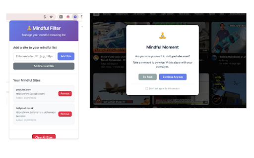 Mindful Filter  from Chrome web store to be run with OffiDocs Chromium online