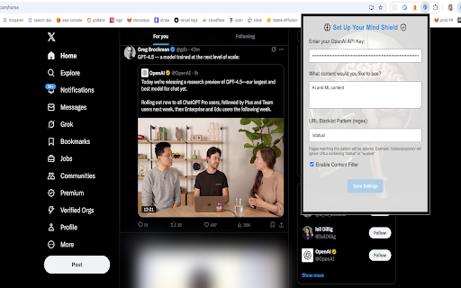 MindShield  from Chrome web store to be run with OffiDocs Chromium online