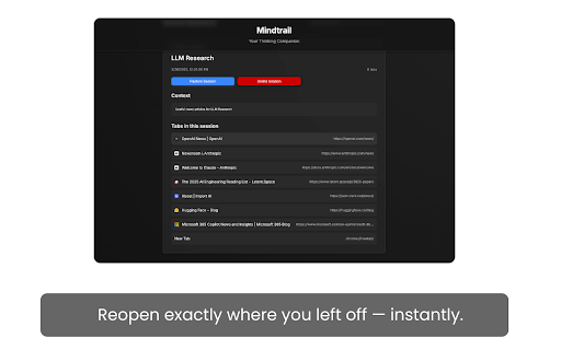 Mindtrail Smart Tab Management  from Chrome web store to be run with OffiDocs Chromium online