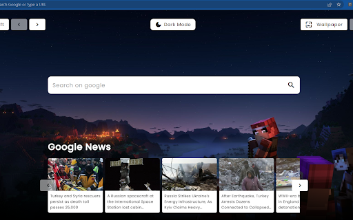 Minecraft New Tab (updated)  from Chrome web store to be run with OffiDocs Chromium online