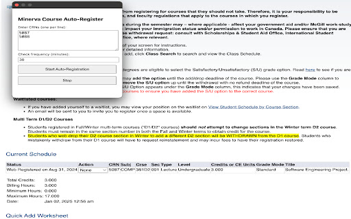 Minerva Course Auto Register  from Chrome web store to be run with OffiDocs Chromium online