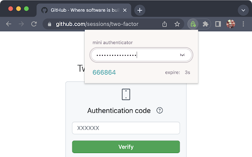 mini authenticator  from Chrome web store to be run with OffiDocs Chromium online