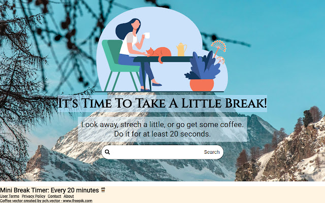 Mini Break Timer: Every 20 Minutes  from Chrome web store to be run with OffiDocs Chromium online