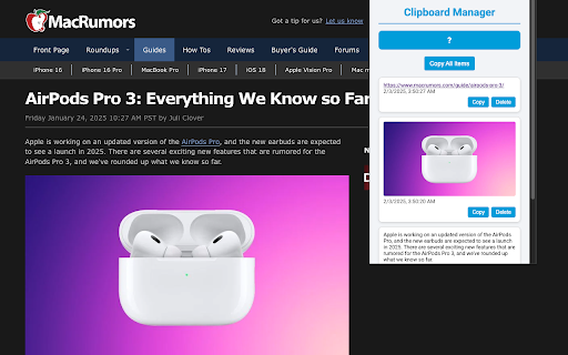 Mini Clipboard Manager  from Chrome web store to be run with OffiDocs Chromium online