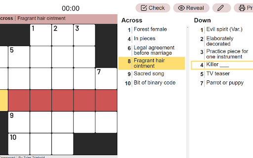 Mini Crossword  from Chrome web store to be run with OffiDocs Chromium online