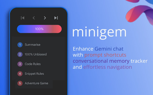 Minigem: Gemini Chat Enhancer from Chrome web store to be run with OffiDocs Chromium online Minigem: Gemini Chat Enhancer from Chrome web store to be run with OffiDocs Chromium online
