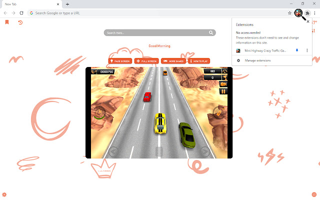 Mini Highway Crazy Traffic Game New Tab  from Chrome web store to be run with OffiDocs Chromium online