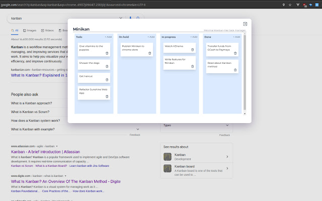 Minikan  from Chrome web store to be run with OffiDocs Chromium online
