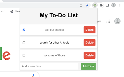 minimalist and simple to use to do list  from Chrome web store to be run with OffiDocs Chromium online