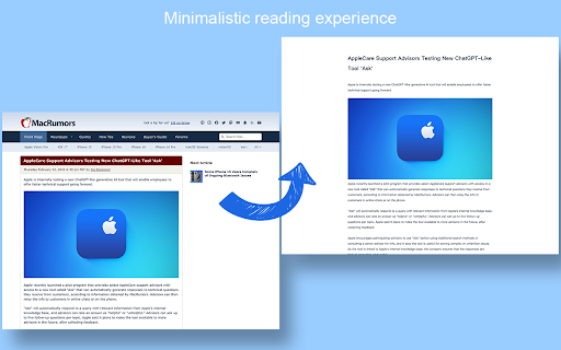 Minimal Reader  from Chrome web store to be run with OffiDocs Chromium online