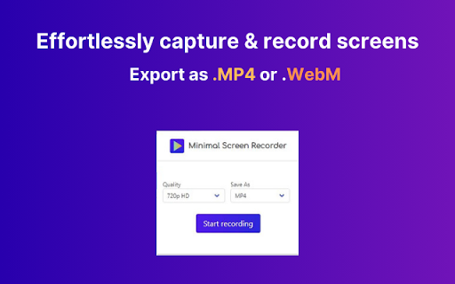 Minimal Screen Recorder Free  from Chrome web store to be run with OffiDocs Chromium online