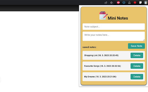 Mini Notes  from Chrome web store to be run with OffiDocs Chromium online