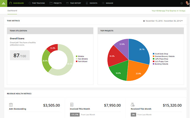 Minterapp Time Tracker  from Chrome web store to be run with OffiDocs Chromium online