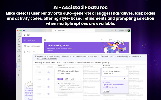 MIRA Timekeeping AI Web Plugin  from Chrome web store to be run with OffiDocs Chromium online
