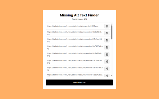 Missing Alt Text Finder  from Chrome web store to be run with OffiDocs Chromium online