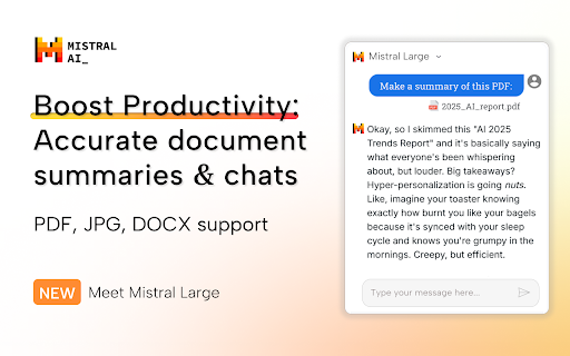 Mistral AI  from Chrome web store to be run with OffiDocs Chromium online