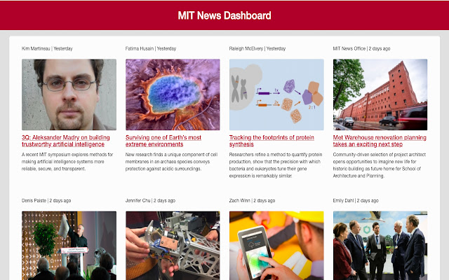 MIT News Dashboard  from Chrome web store to be run with OffiDocs Chromium online