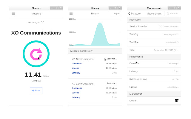 M Lab Measure  from Chrome web store to be run with OffiDocs Chromium online