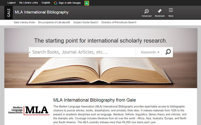 MLA International Bibliography  from Chrome web store to be run with OffiDocs Chromium online